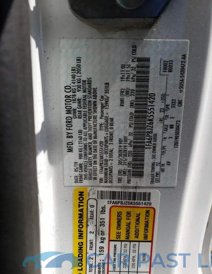 1FA6P8JZ6K5551420# 12