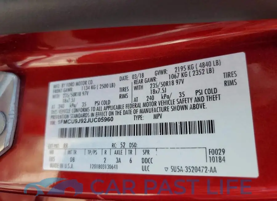 1FMCU9J92JUC05960# 13