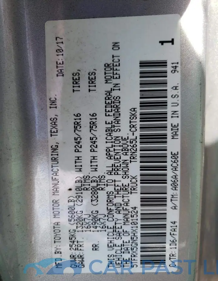5TFRX5GN5HX101524# 12