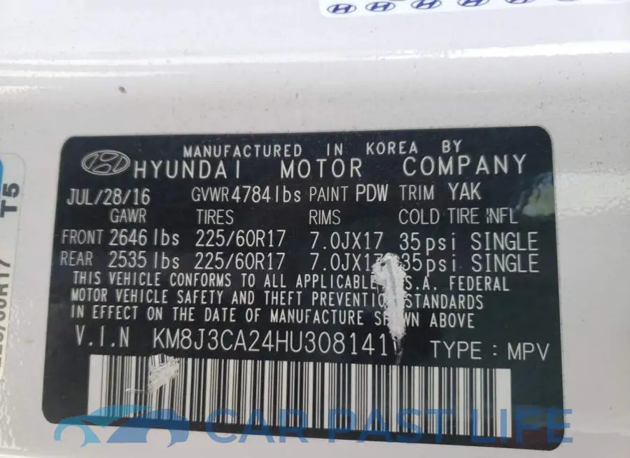 KM8J3CA24HU308141# 10
