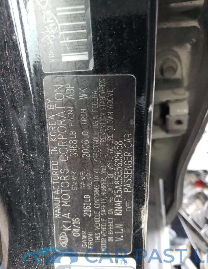 KNAFX5A85G5633658# 12