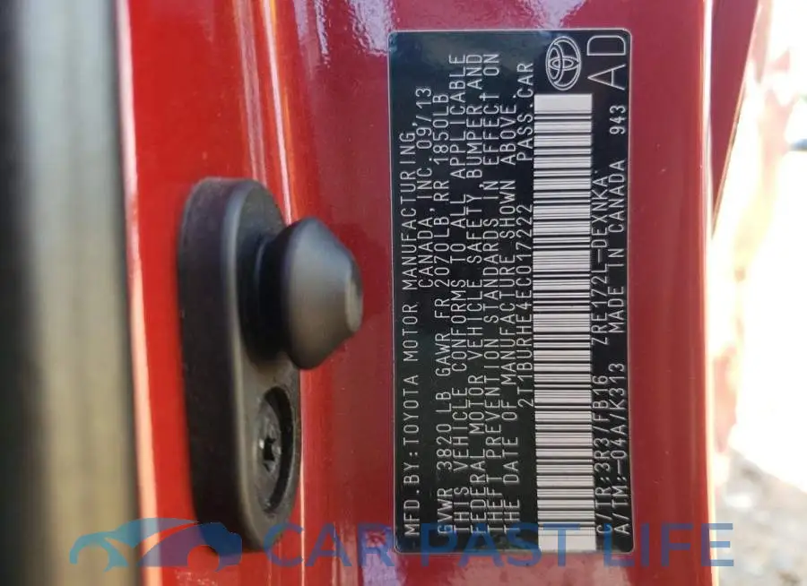 2T1BURHE4EC017222# 10