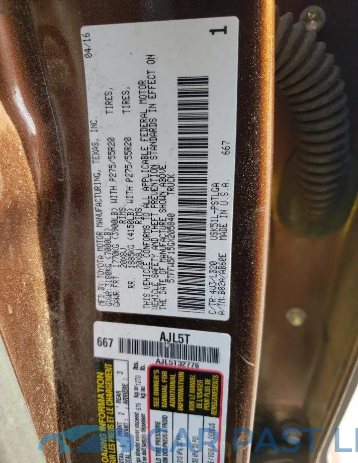 5TFFW5F15GX205840# 12