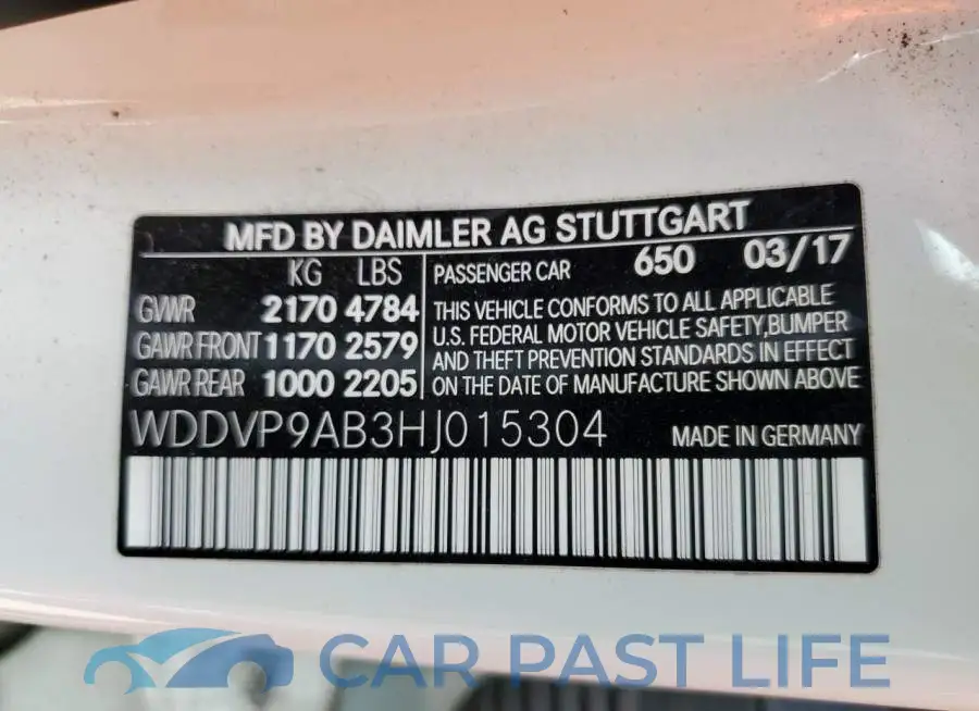WDDVP9AB3HJ015304# 13