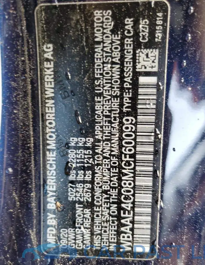 WBAAE4C08MCF60099# 12