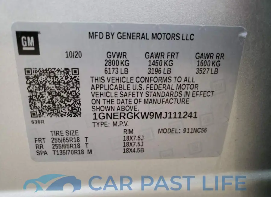 1GNERGKW9MJ111241# 13