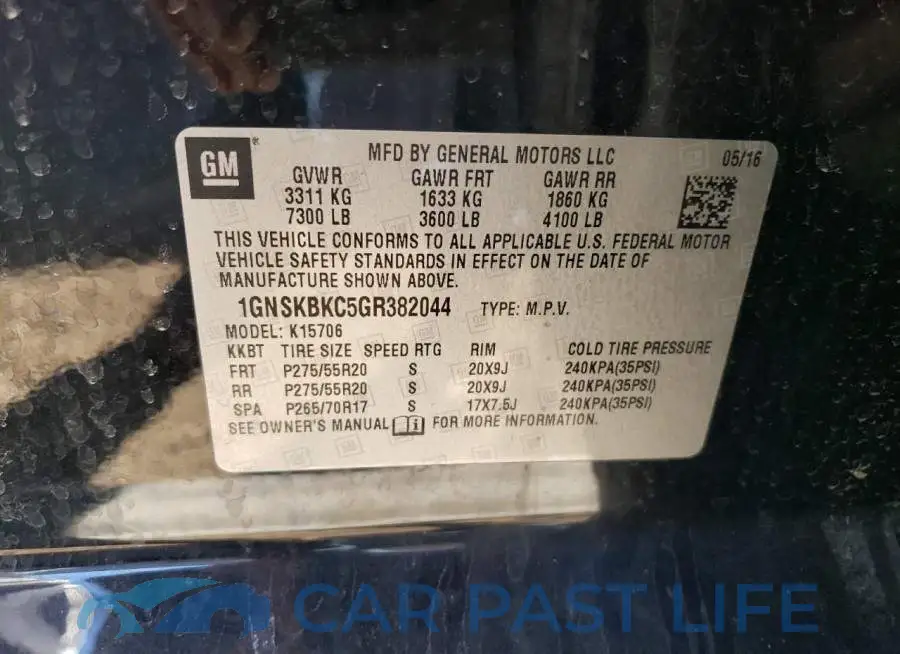 1GNSKBKC5GR382044# 13