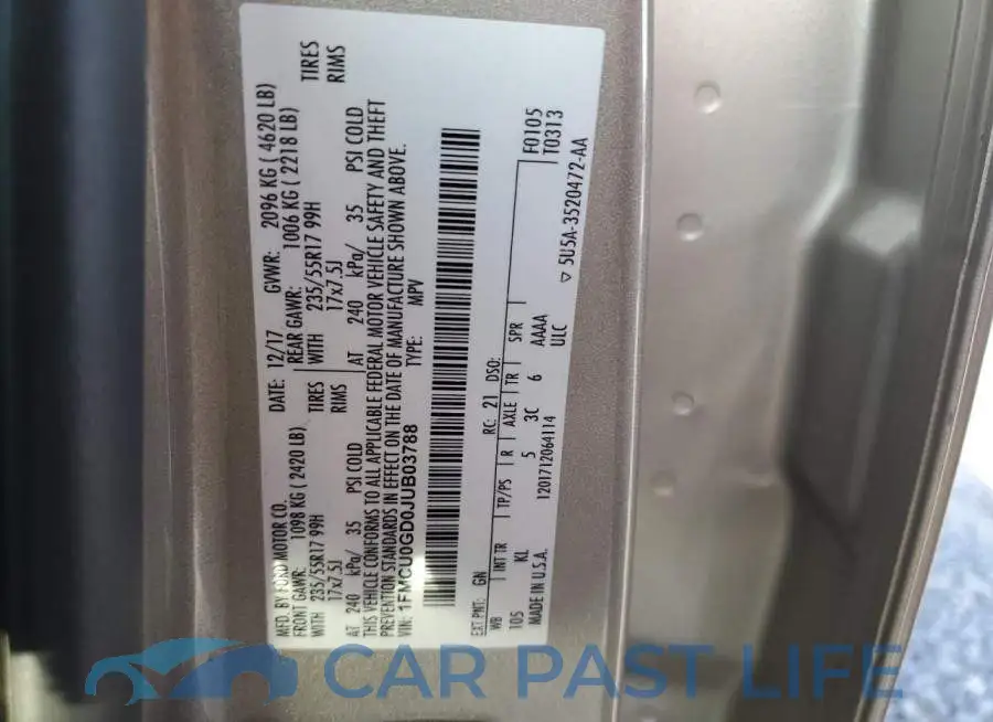 1FMCU0GD0JUB03788# 13