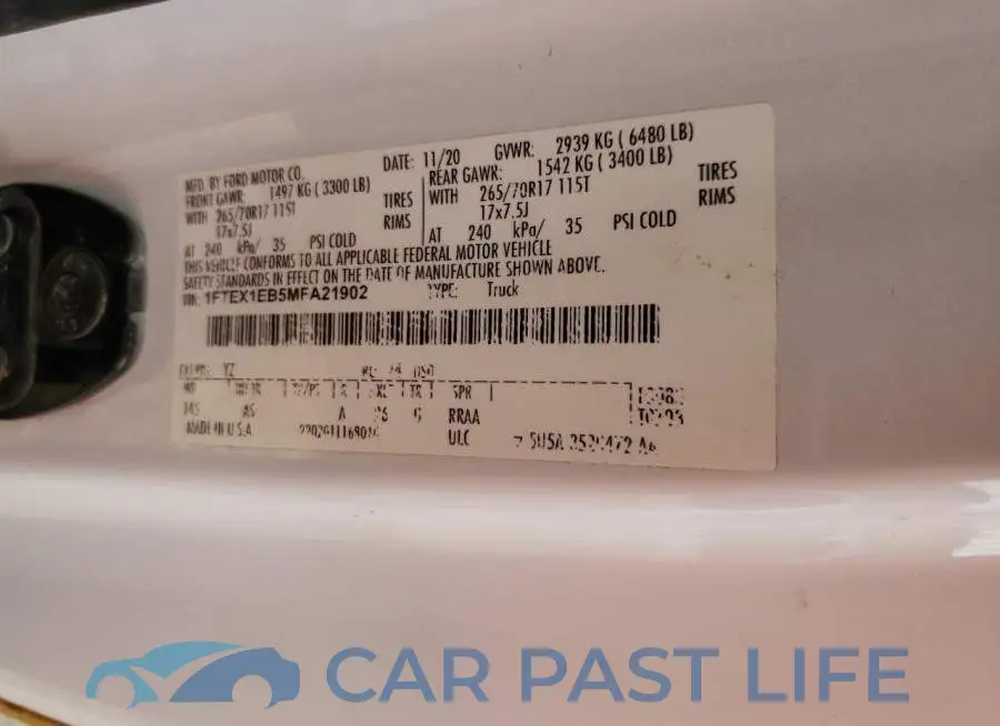 1FTEX1EB5MFA21902# 12