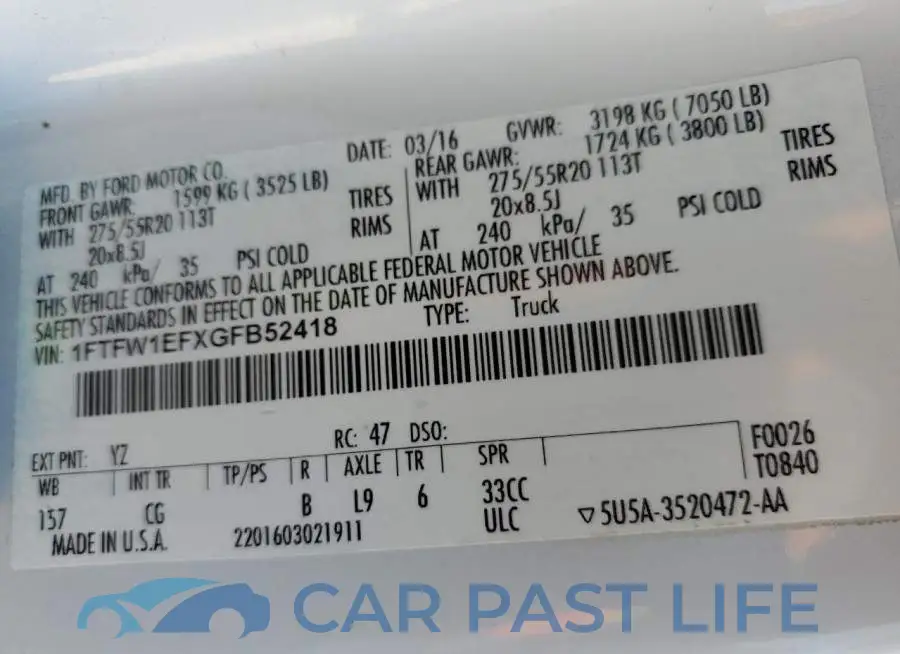 1FTFW1EFXGFB52418# 12