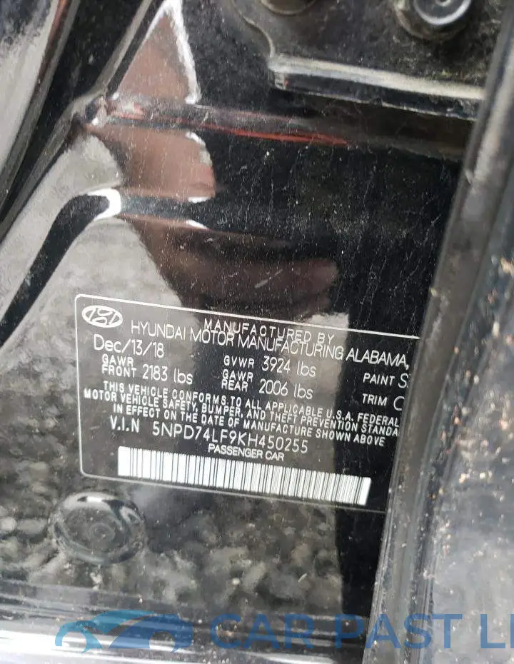 5NPD74LF9KH450255# 12