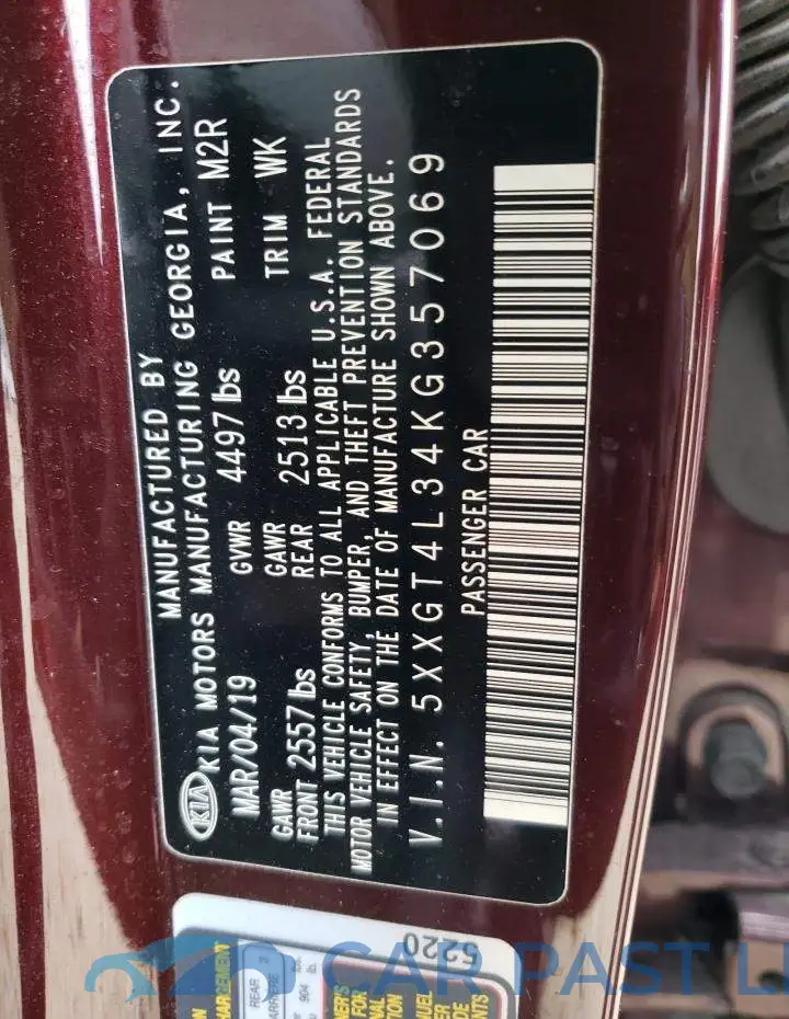 5XXGT4L34KG357069# 12