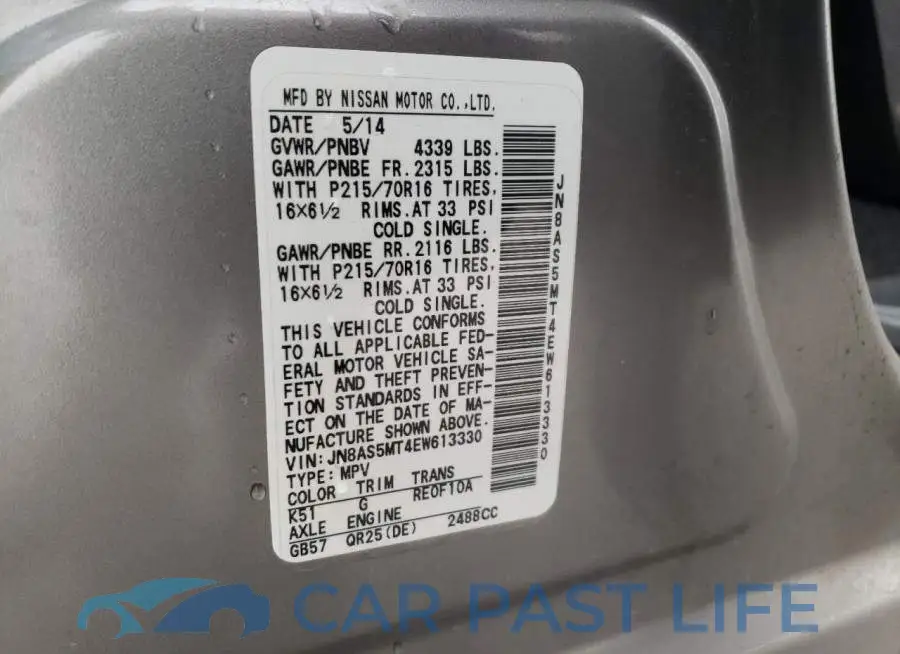 JN8AS5MT4EW613330# 13