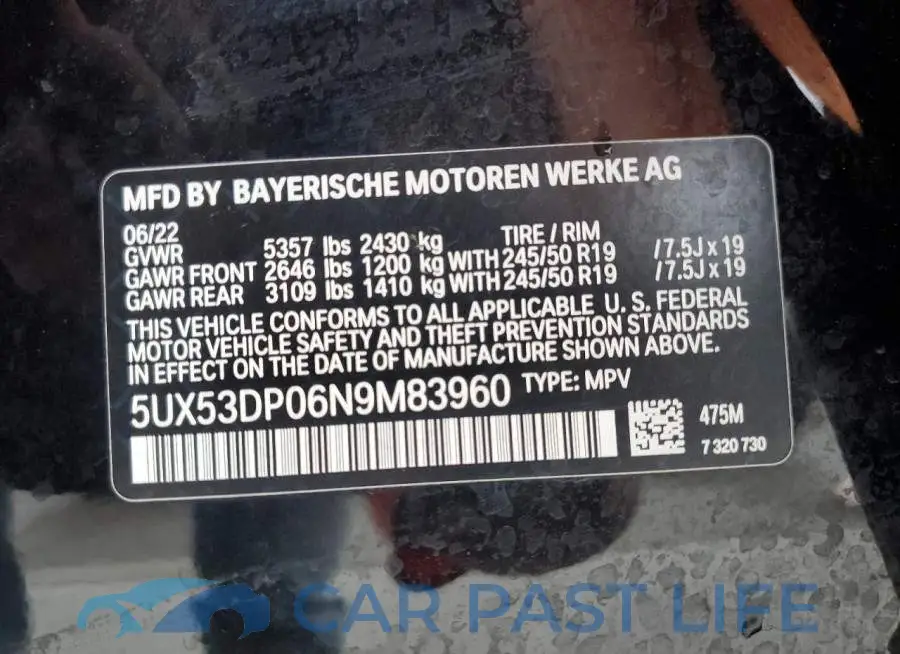 5UX53DP06N9M83960# 14