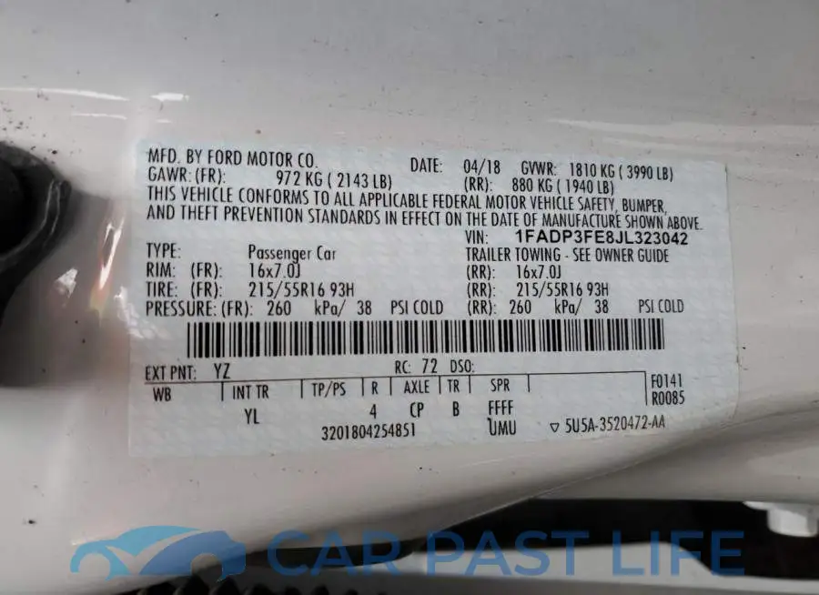 1FADP3FE8JL323042# 12