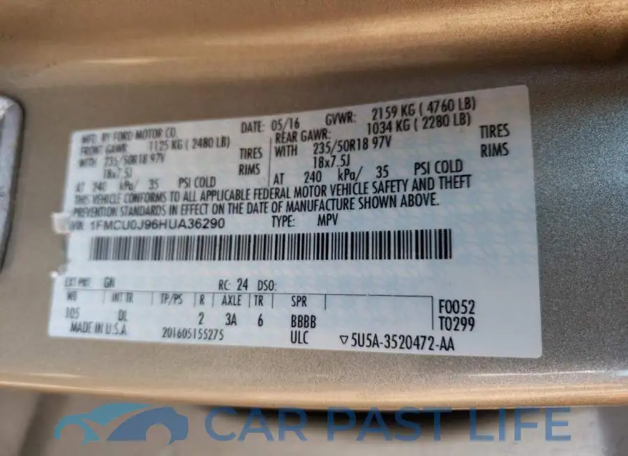 1FMCU0J96HUA36290# 13