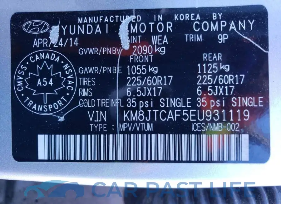 KM8JTCAF5EU931119# 13