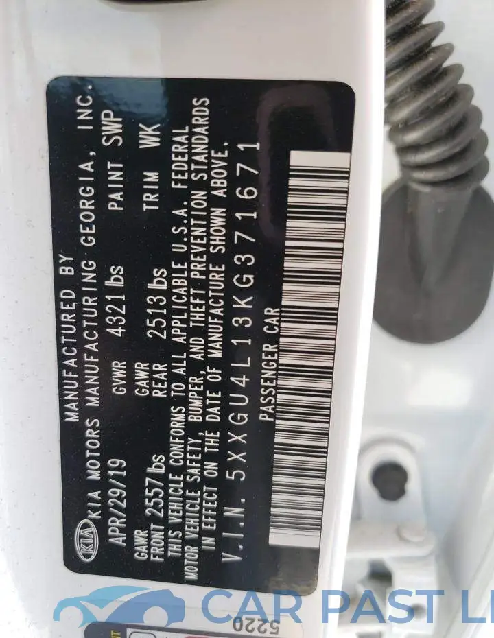 5XXGU4L13KG371671# 12