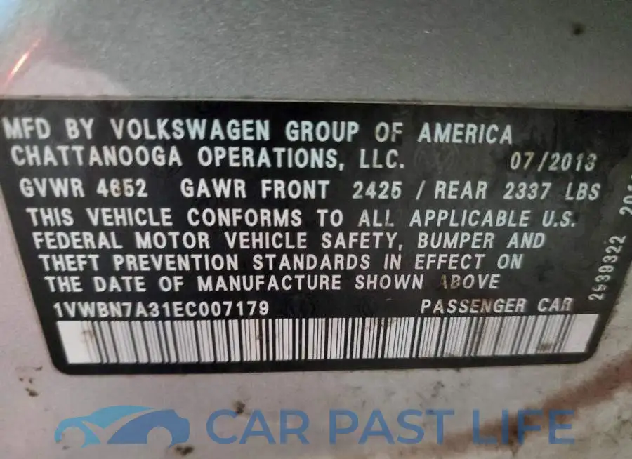 1VWBN7A31EC007179# 12