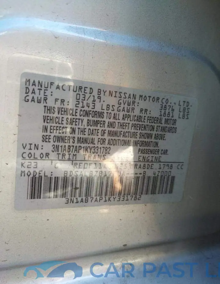 3N1AB7AP1KY331782# 12