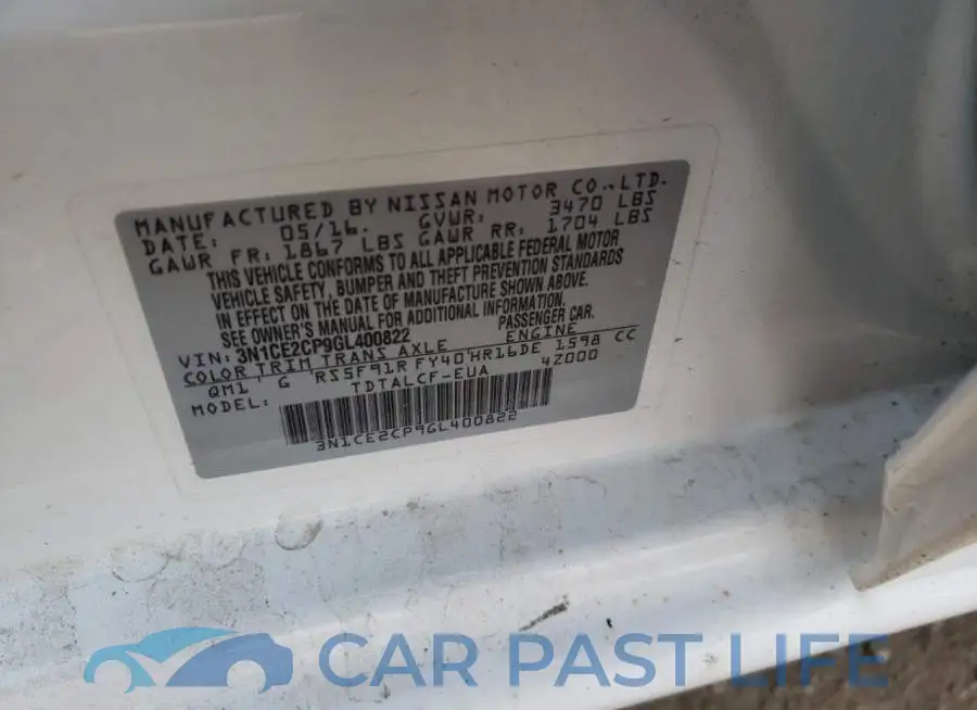 3N1CE2CP9GL400822# 12
