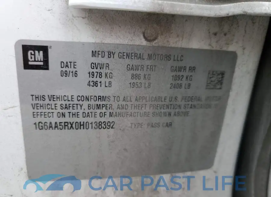 1G6AA5RX0H0138392# 12