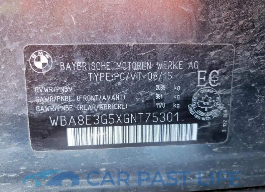 WBA8E3G5XGNT75301# 12