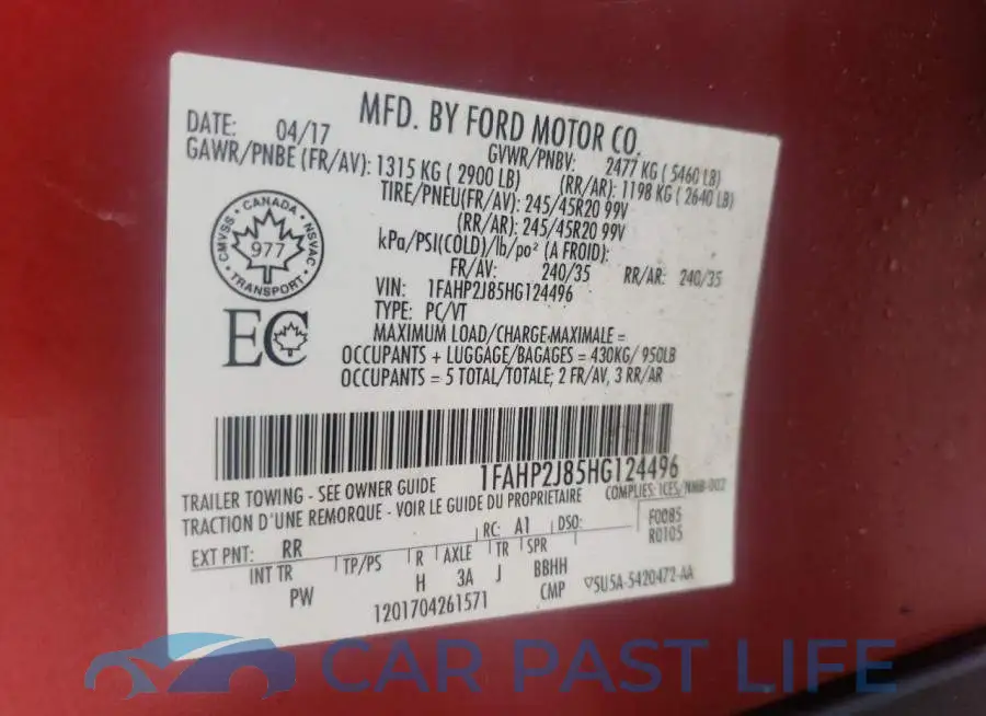 1FAHP2J85HG124496# 12