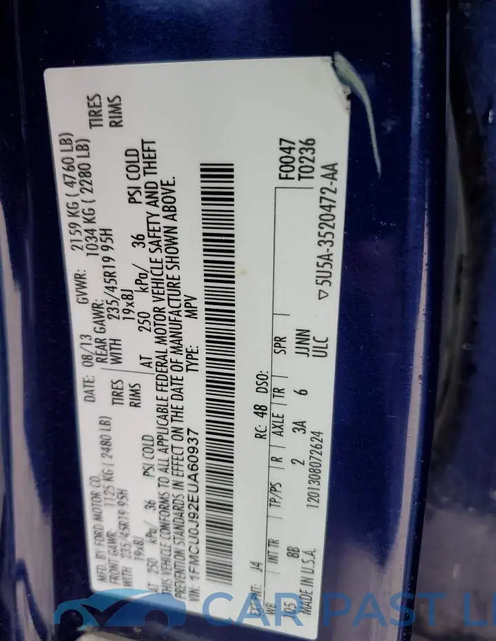 1FMCU0J92EUA60937# 13