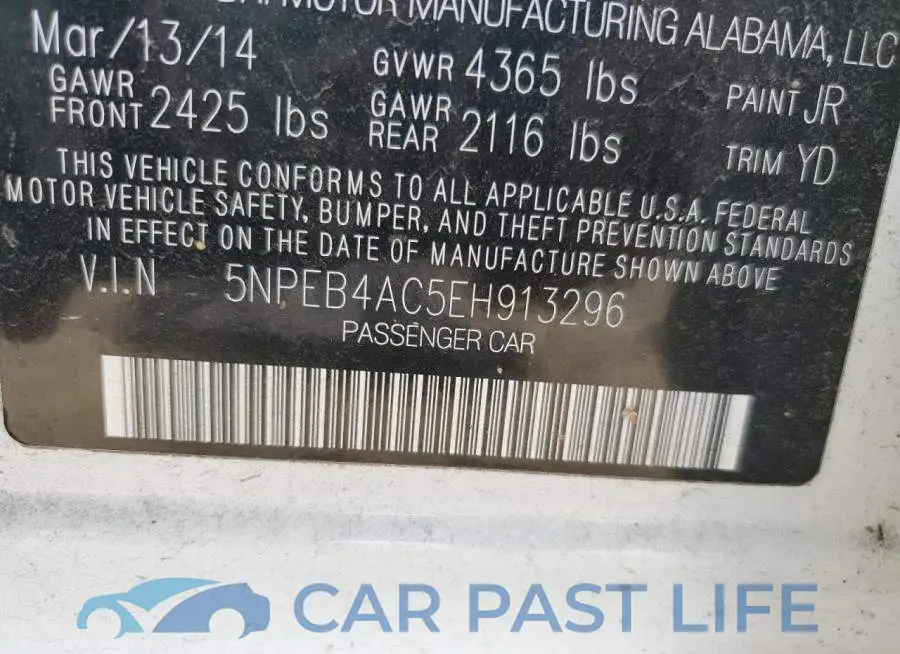 5NPEB4AC5EH913296# 12