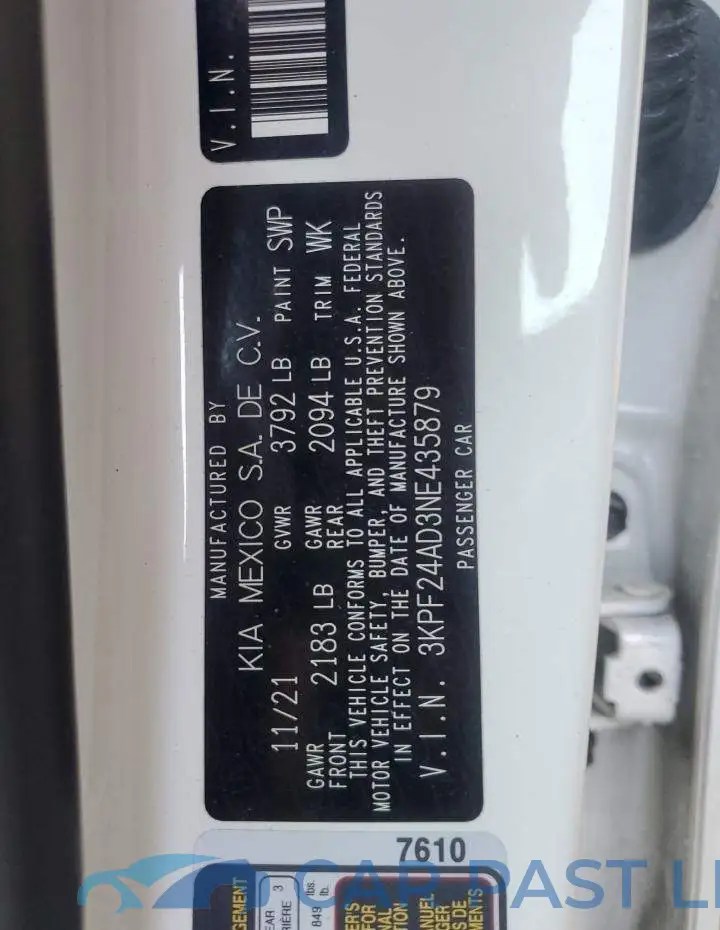 3KPF24AD3NE435879# 12