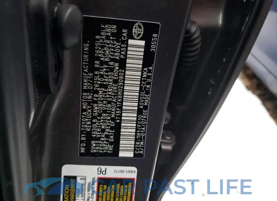4T1BF1FK6HU290802# 12