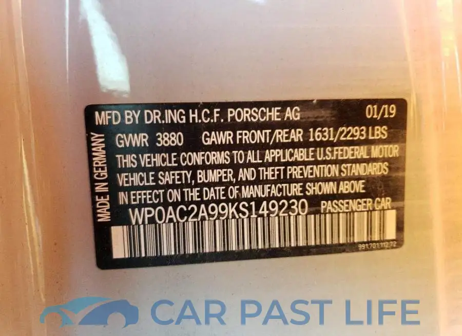 WP0AC2A99KS149230# 12