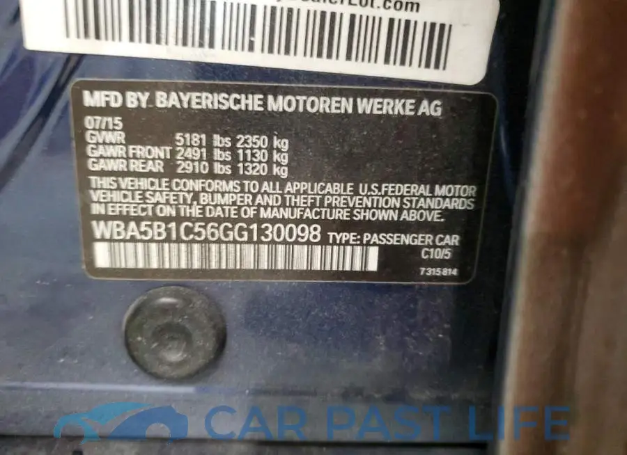 WBA5B1C56GG130098# 12