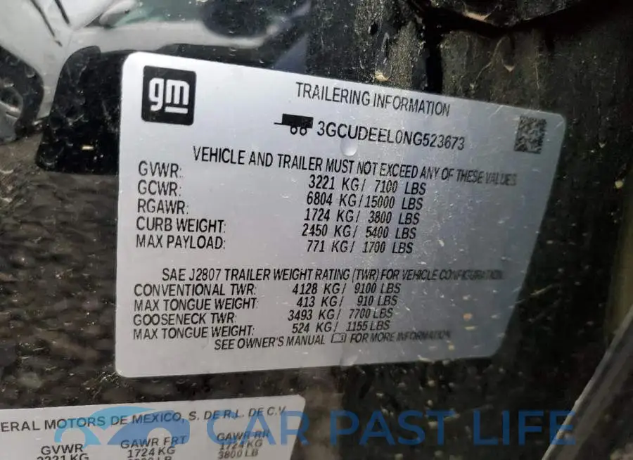 3GCUDEEL0NG523673# 12