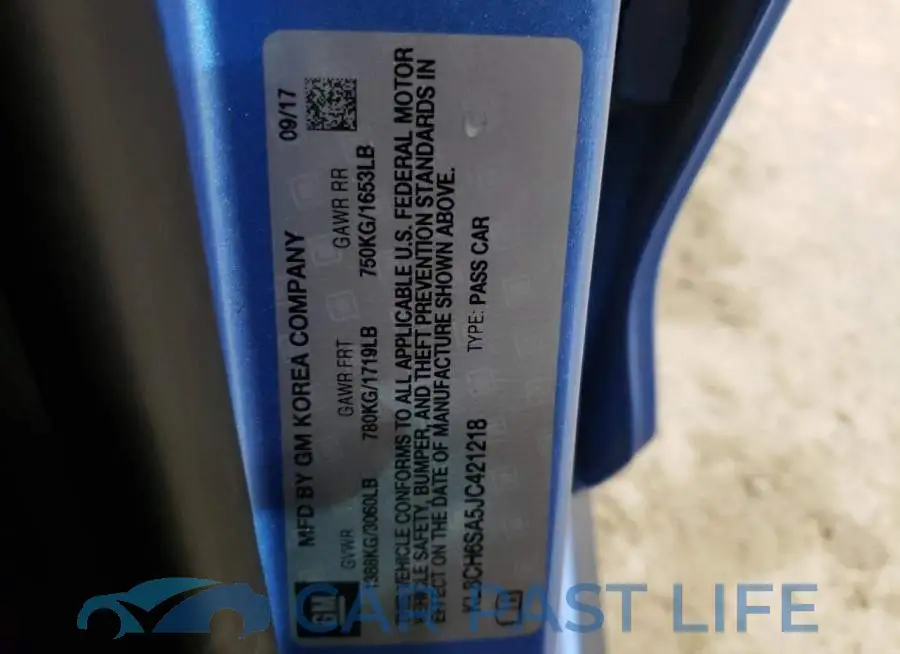KL8CH6SA5JC421218# 12