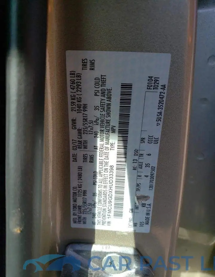 1FMCU9GDXHUD33398# 13