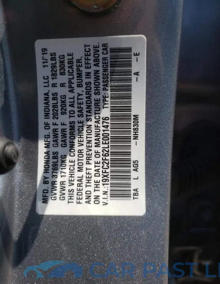 19XFC2F62LE001476# 13