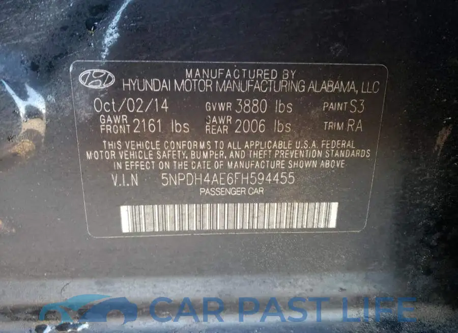 5NPDH4AE6FH594455# 12