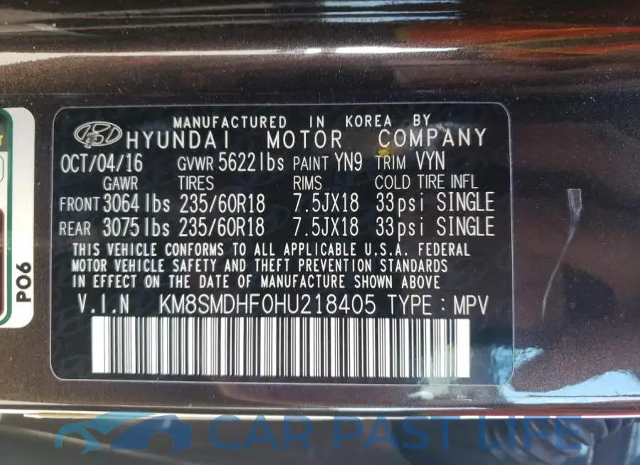 KM8SMDHF0HU218405# 13