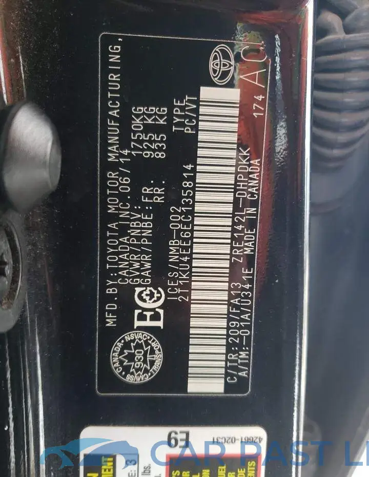 2T1KU4EE6EC135814# 13