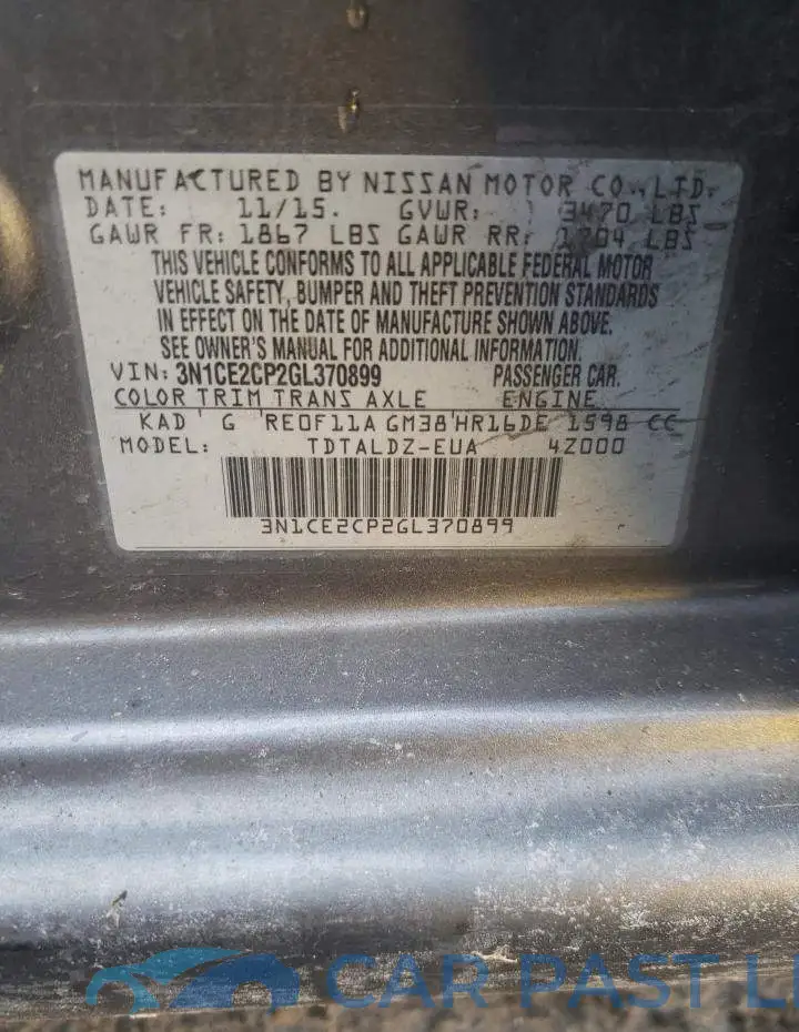 3N1CE2CP2GL370899# 12
