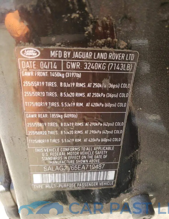 SALAG2V65EA719487# 13