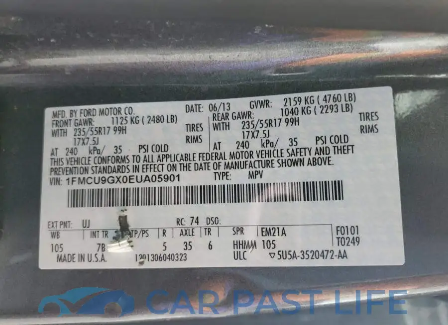 1FMCU9GX0EUA05901# 13