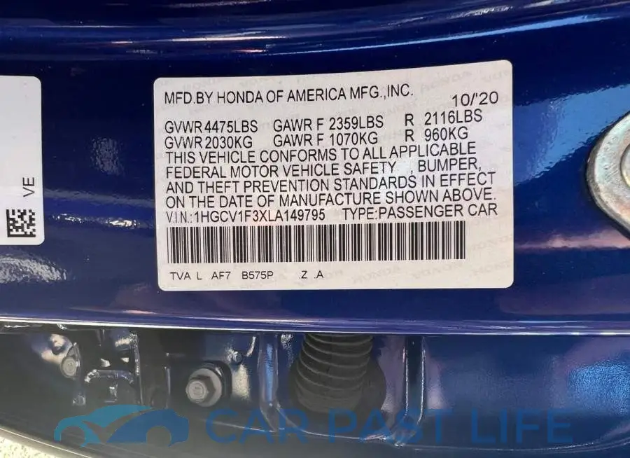 1HGCV1F3XLA149795# 10