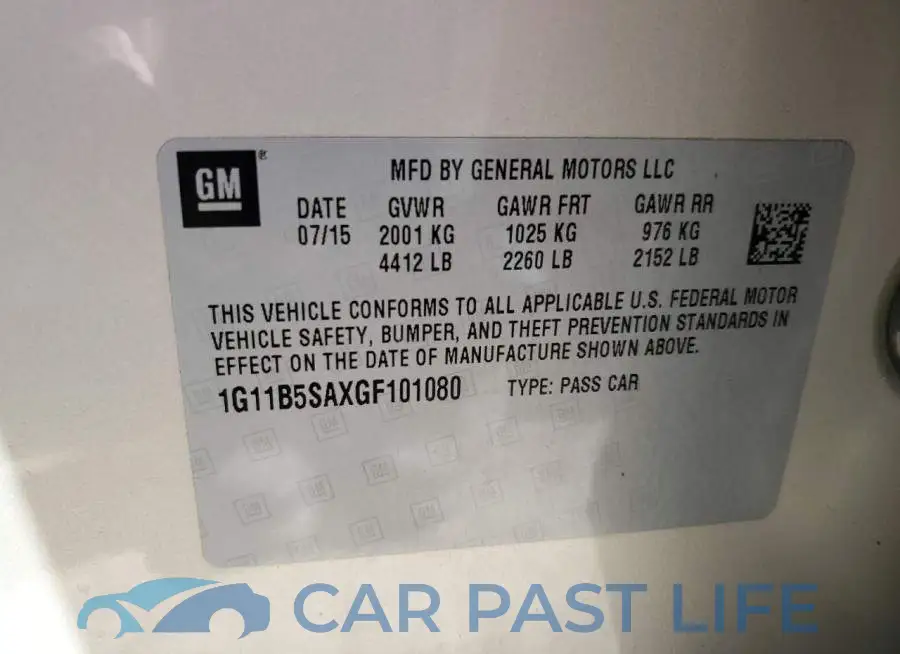 1G11B5SAXGF101080# 12