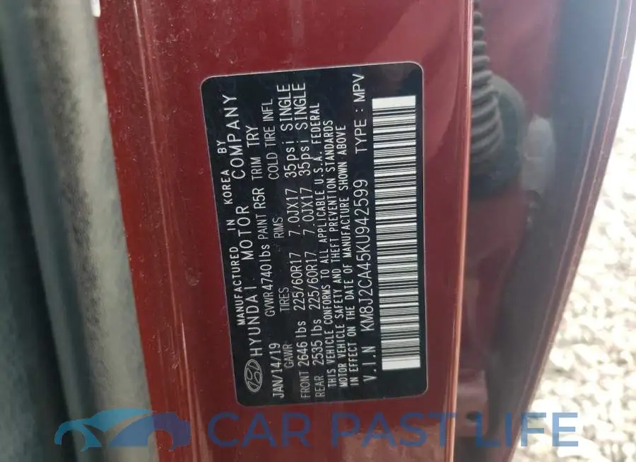 KM8J2CA45KU942599# 12