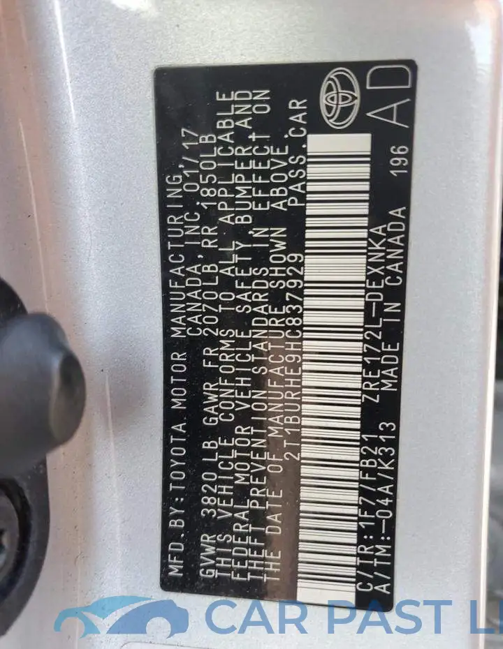 2T1BURHE9HC837929# 12
