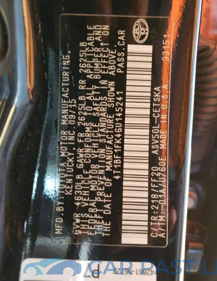 4T1BF1FK4GU145241# 12