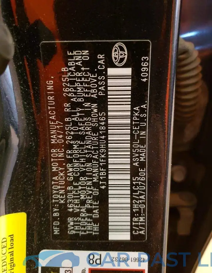 4T1BF1FK9HU418465# 13